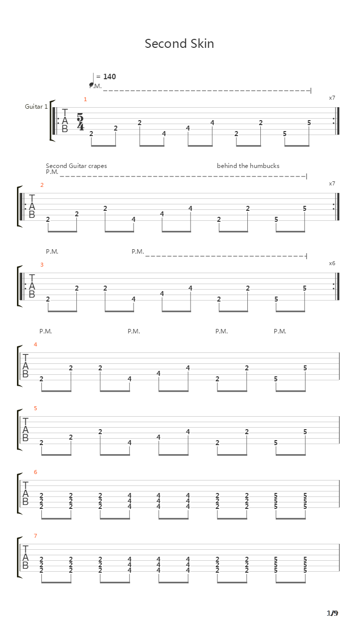 Second Skin吉他谱