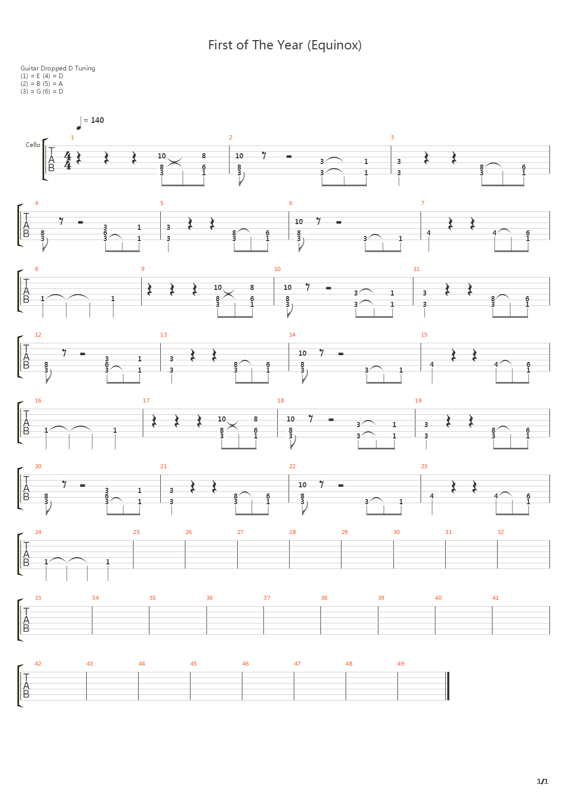 First Of The Year Equinox吉他谱