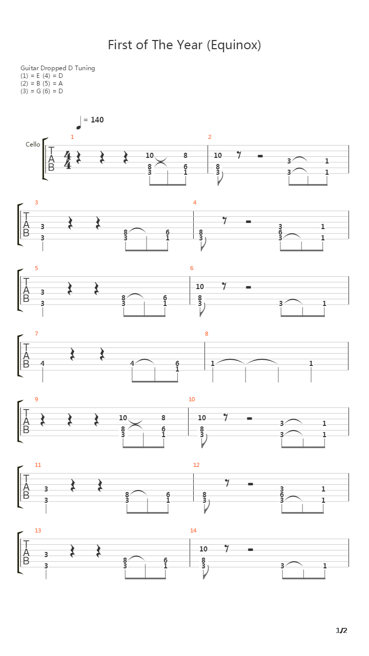 First Of The Year Equinox吉他谱