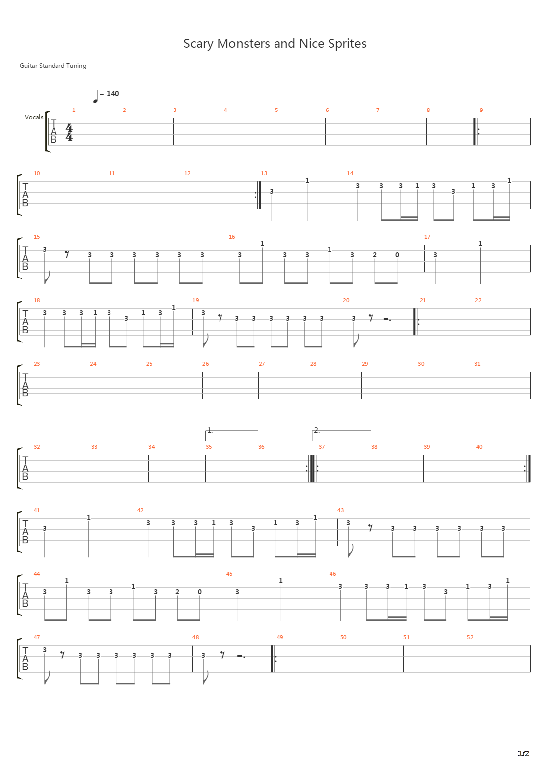 Scary Monsters And Nice Sprites吉他谱