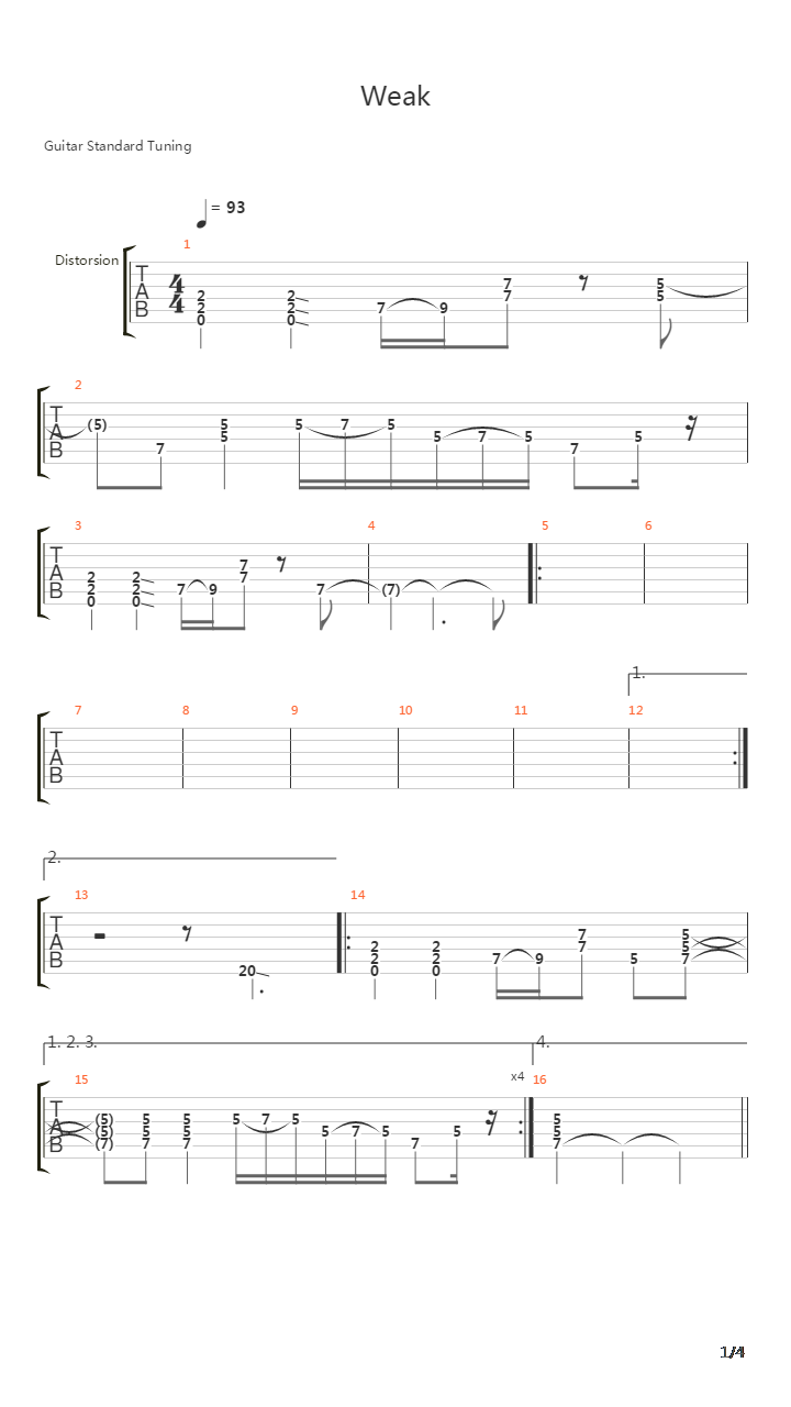 Weak吉他谱