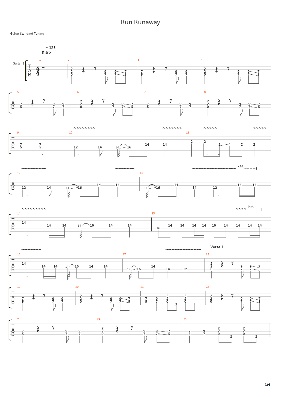 Run Runaway吉他谱