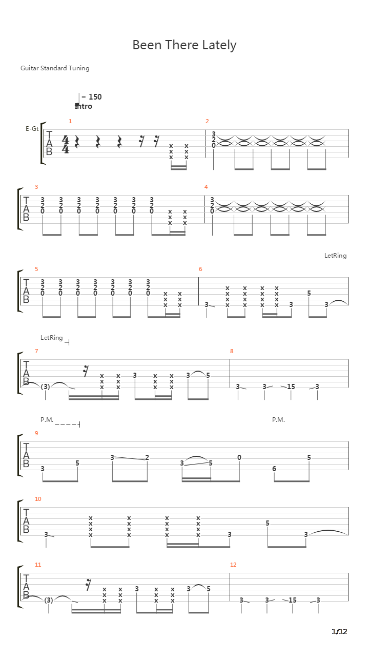 Been There Lately吉他谱