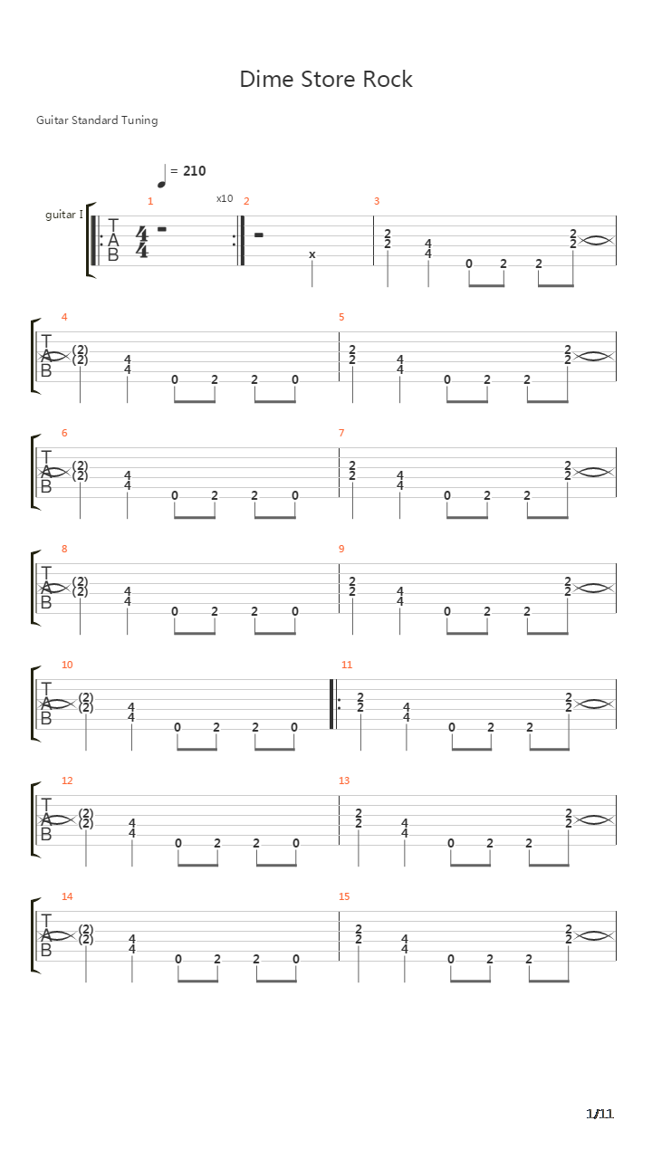 Dime Store Rock吉他谱