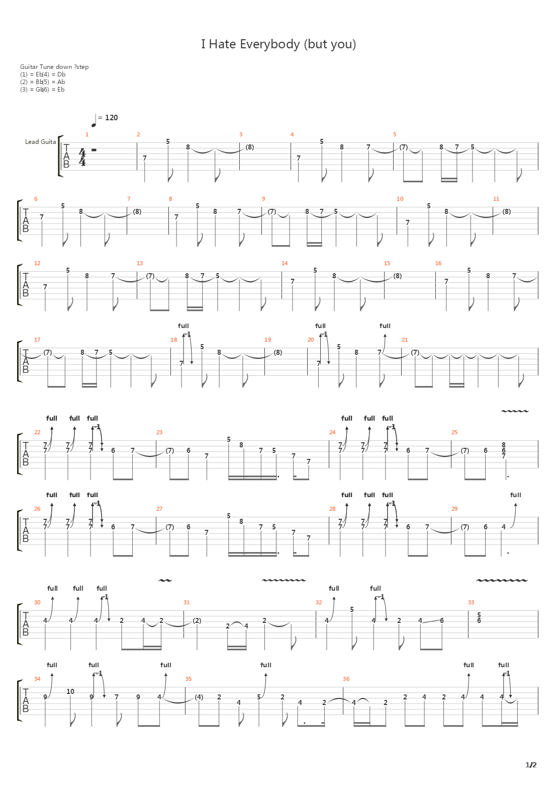 I Hate Everybody But You吉他谱