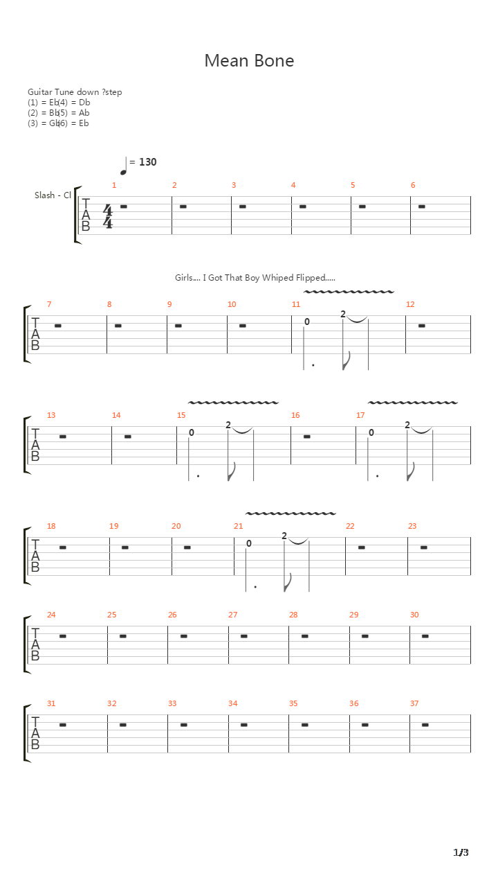 Mean Bone吉他谱