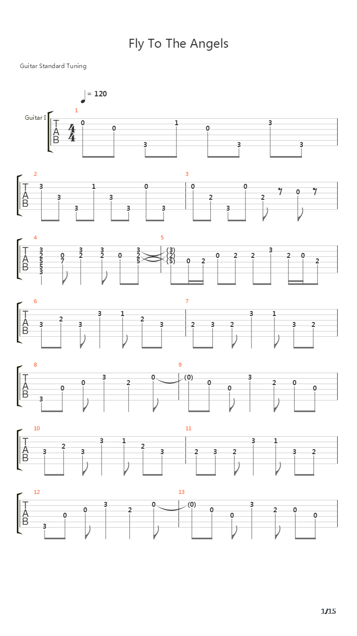 Fly To The Angels吉他谱