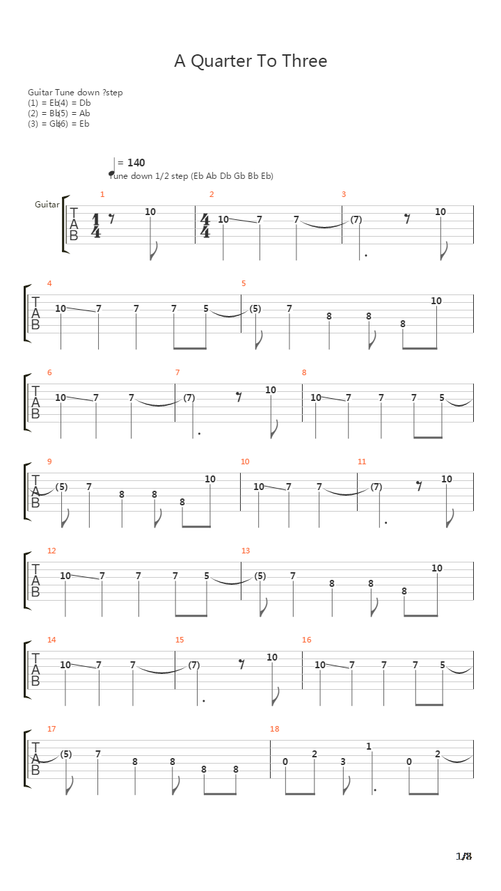 A Quarter To Three吉他谱