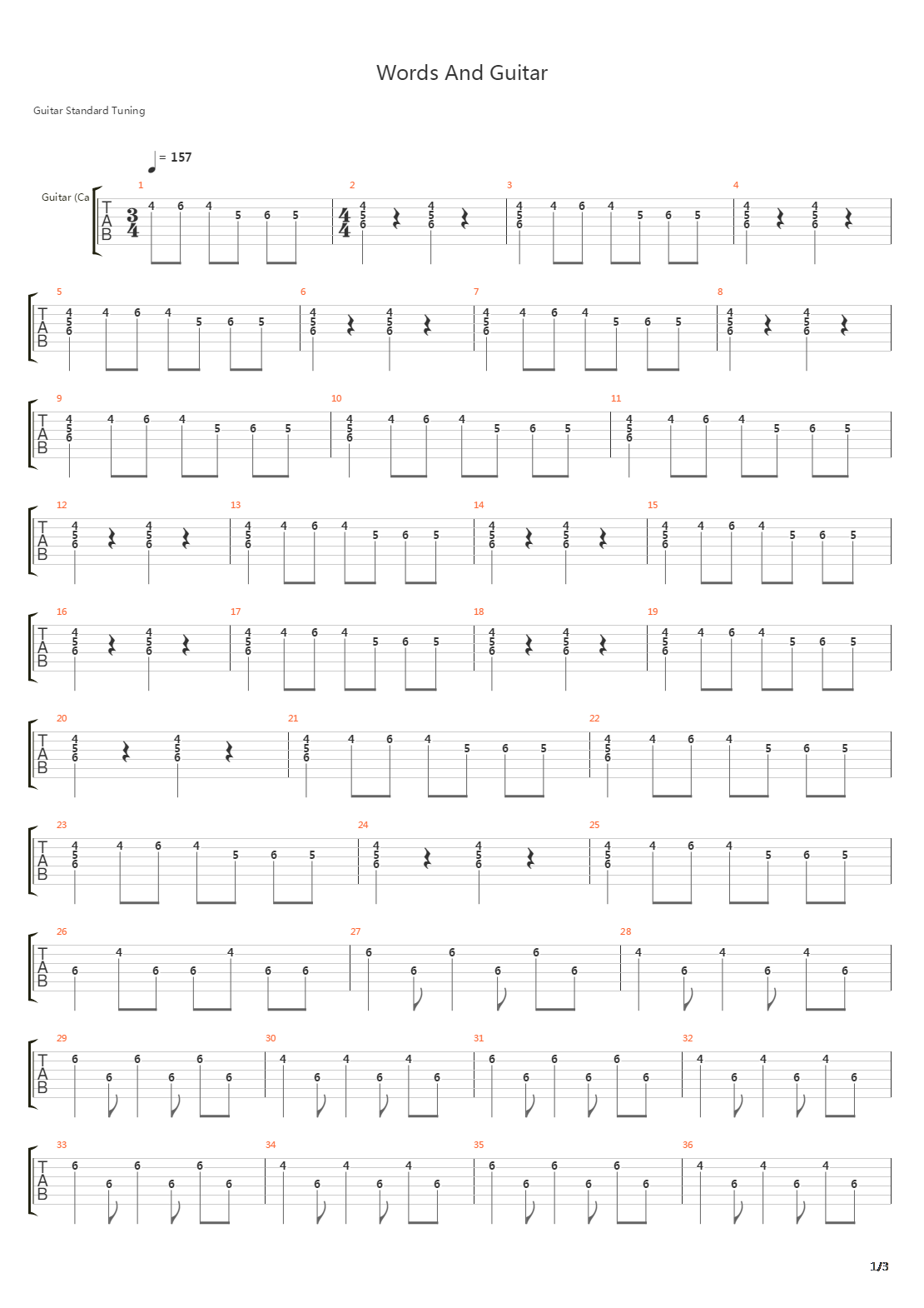 Words吉他谱