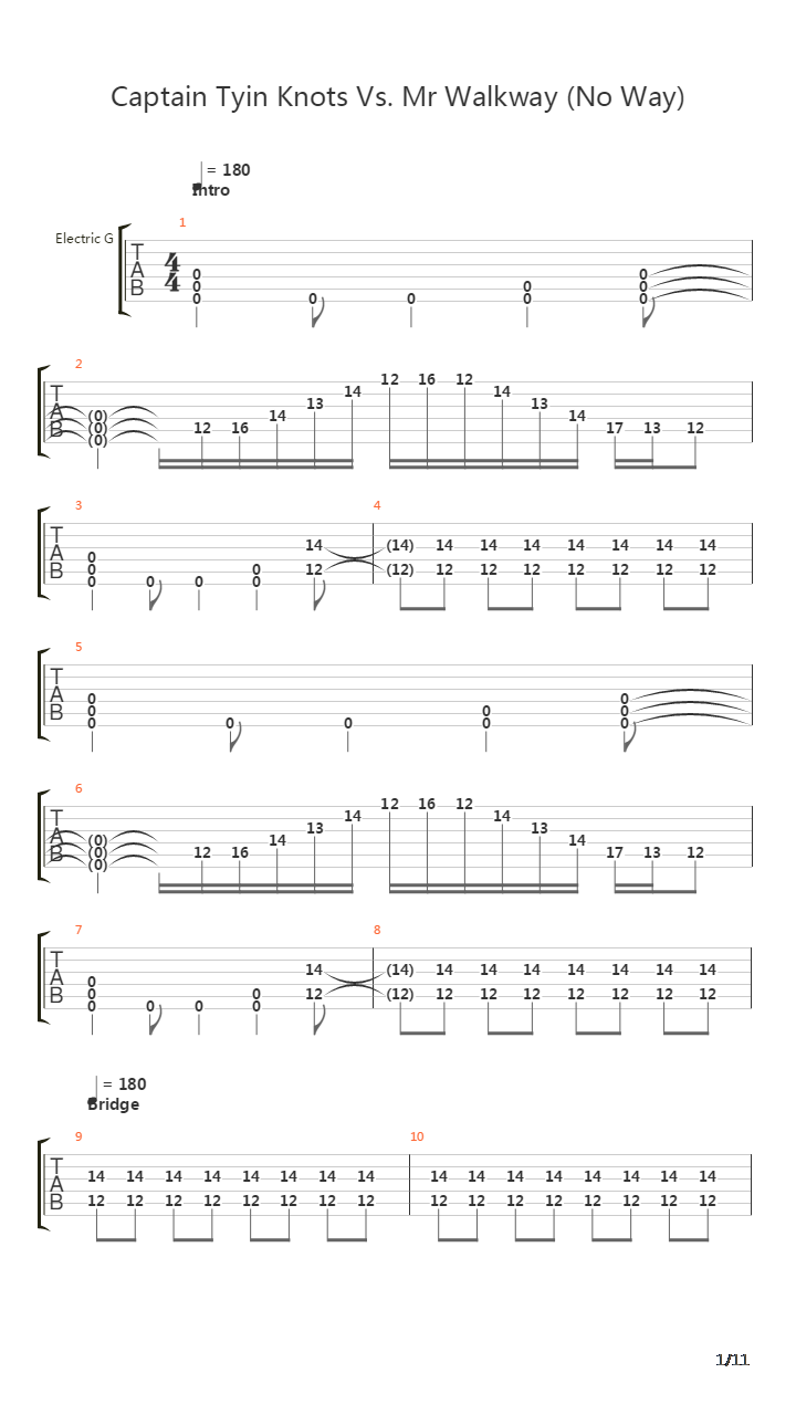 Captain Tyin Knots Vs Mr Walkway吉他谱