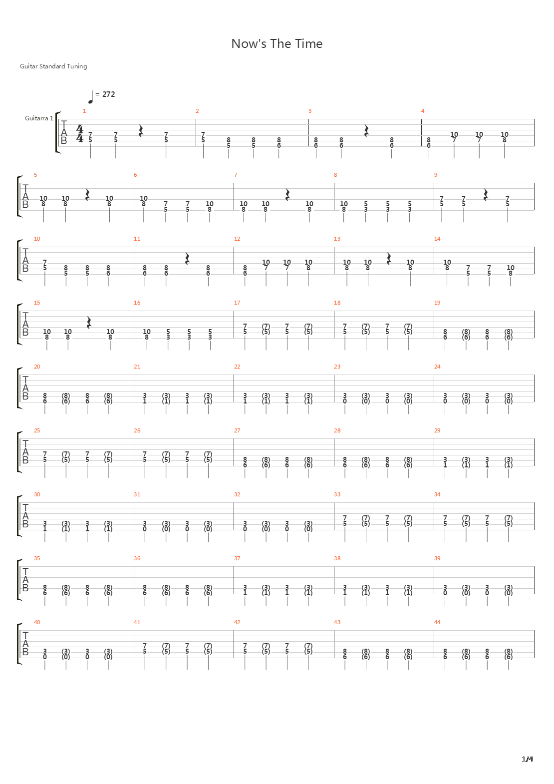 Nows The Time吉他谱