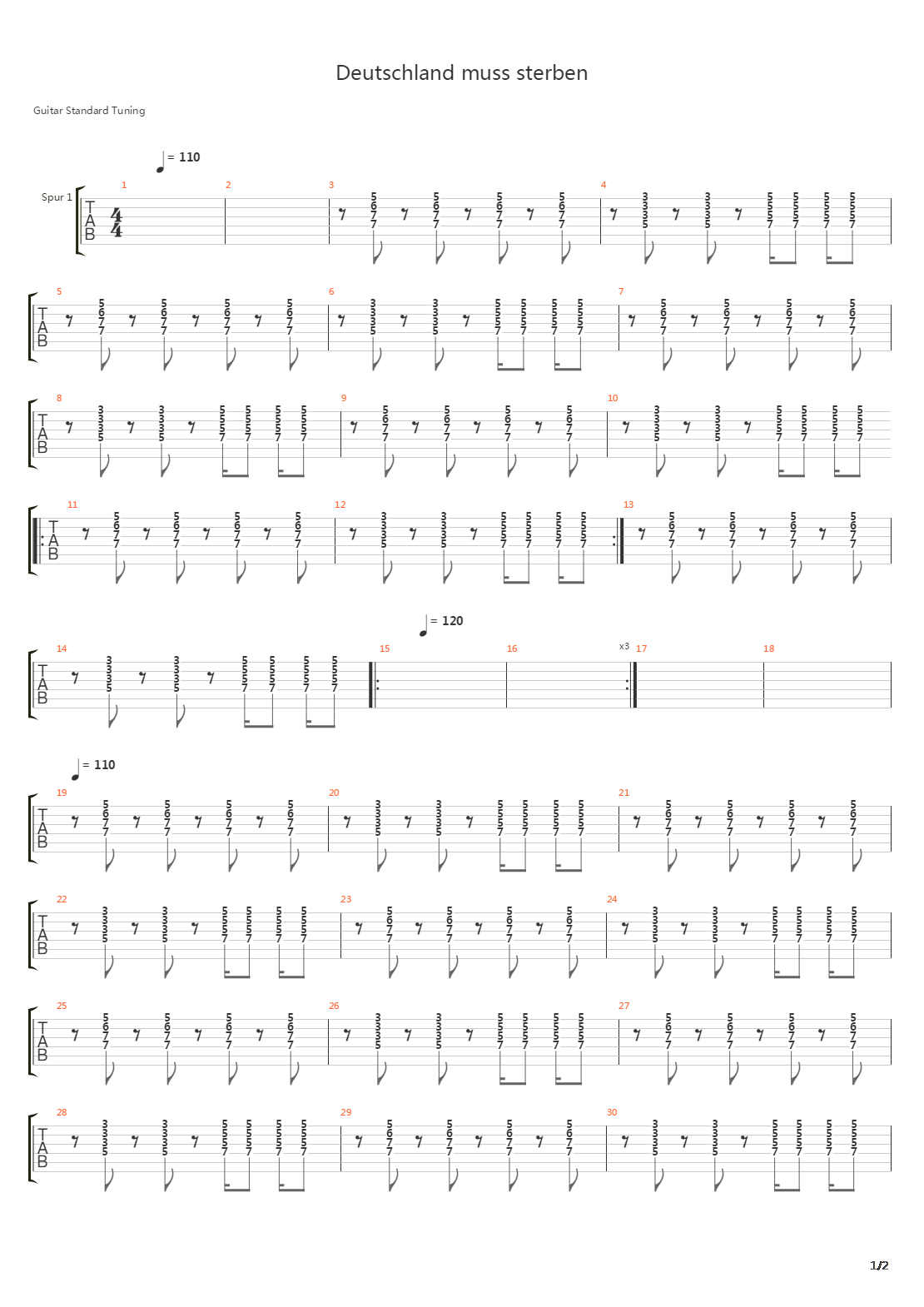 Deutschland Muss Sterben吉他谱
