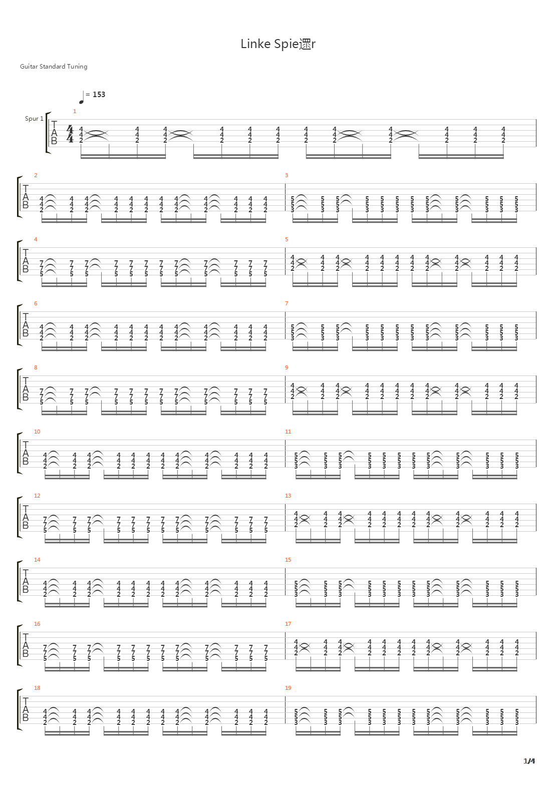 Linke Spieer吉他谱