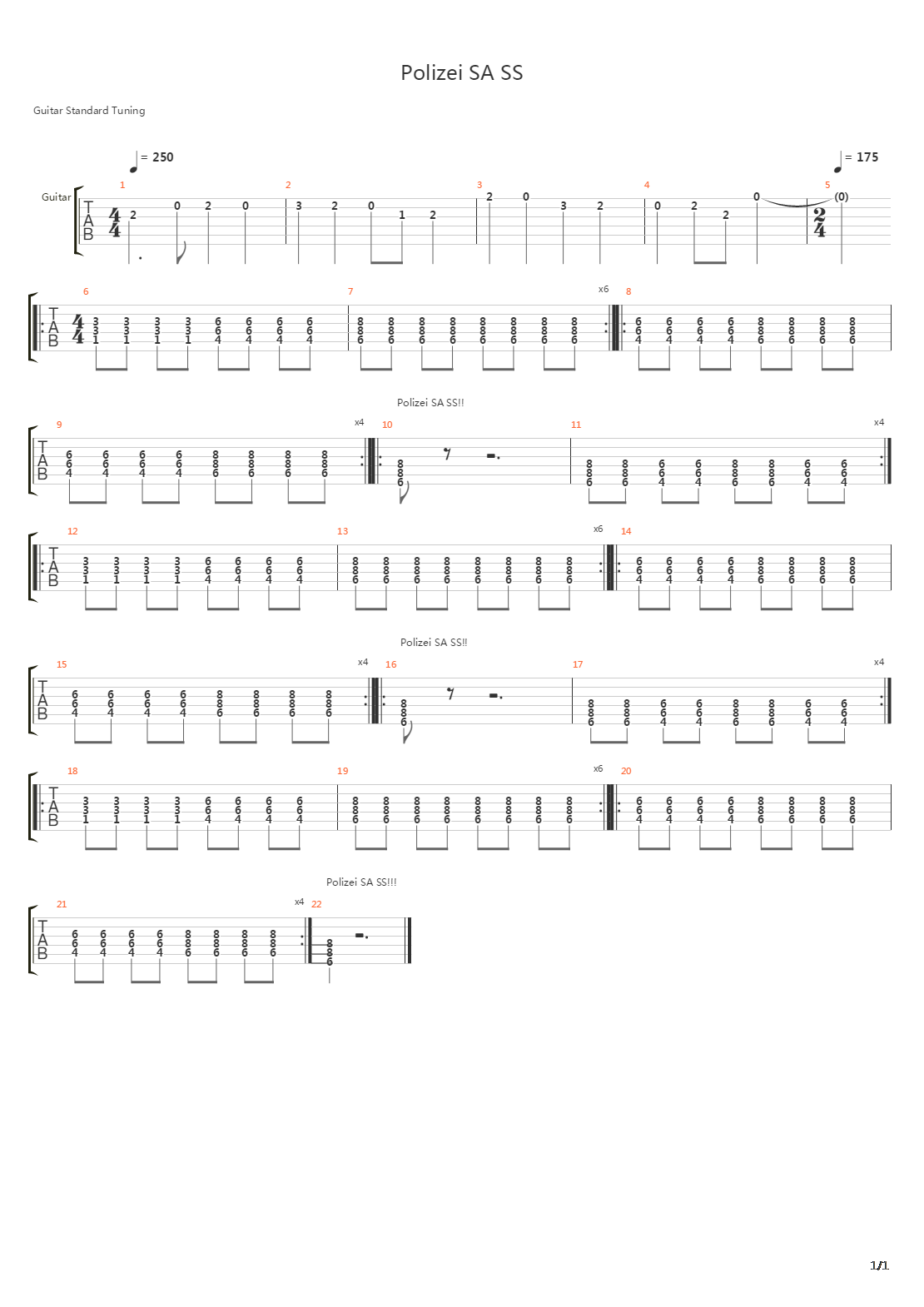 Polizei Sa Ss吉他谱