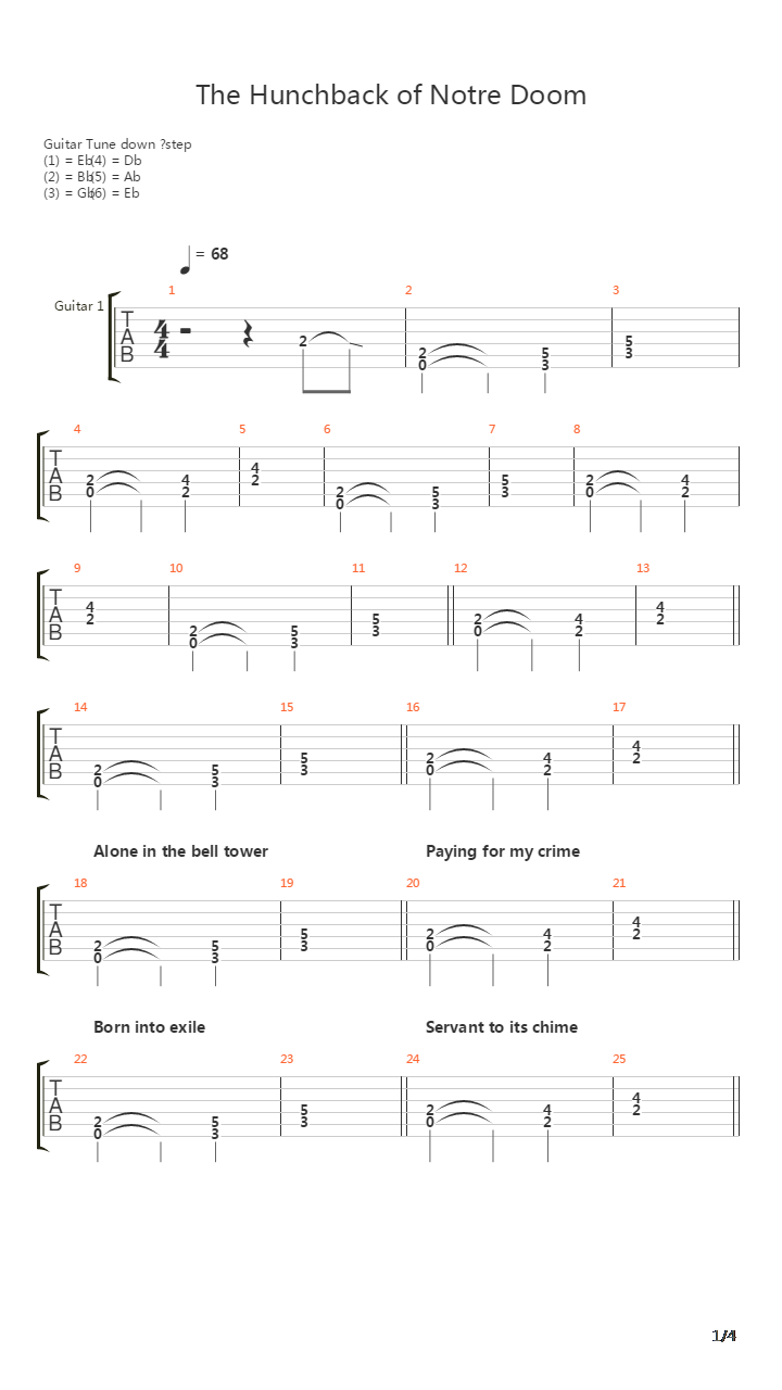 The Hunchback Of Notre Doom吉他谱
