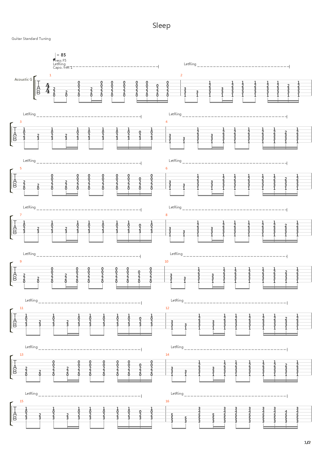 Sleep吉他谱