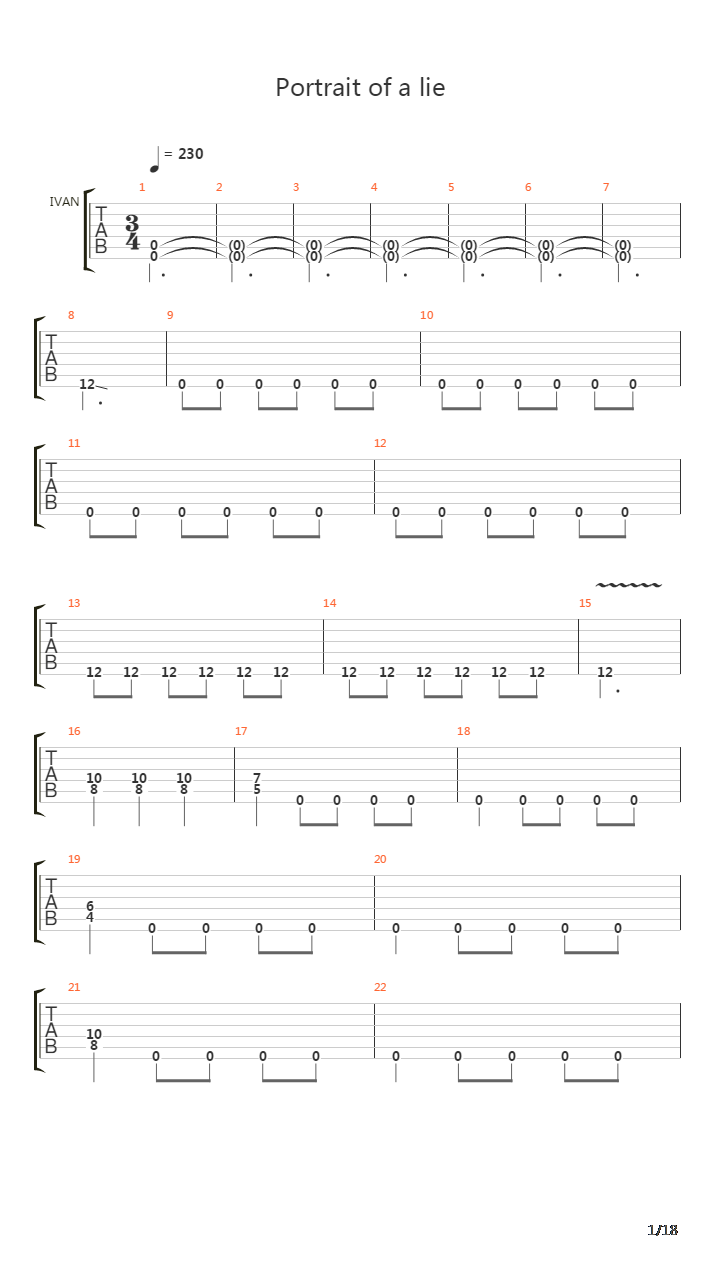 Portrait Of A Lie吉他谱