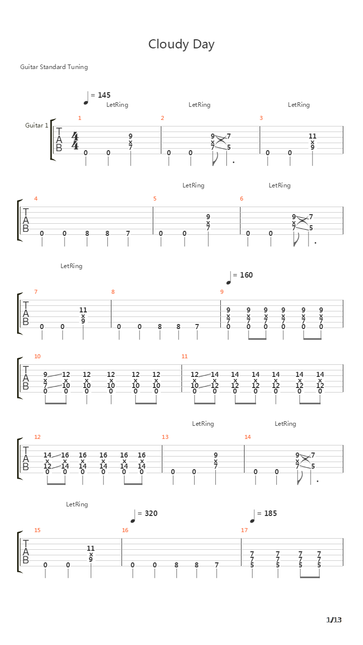 Cloudy Day吉他谱