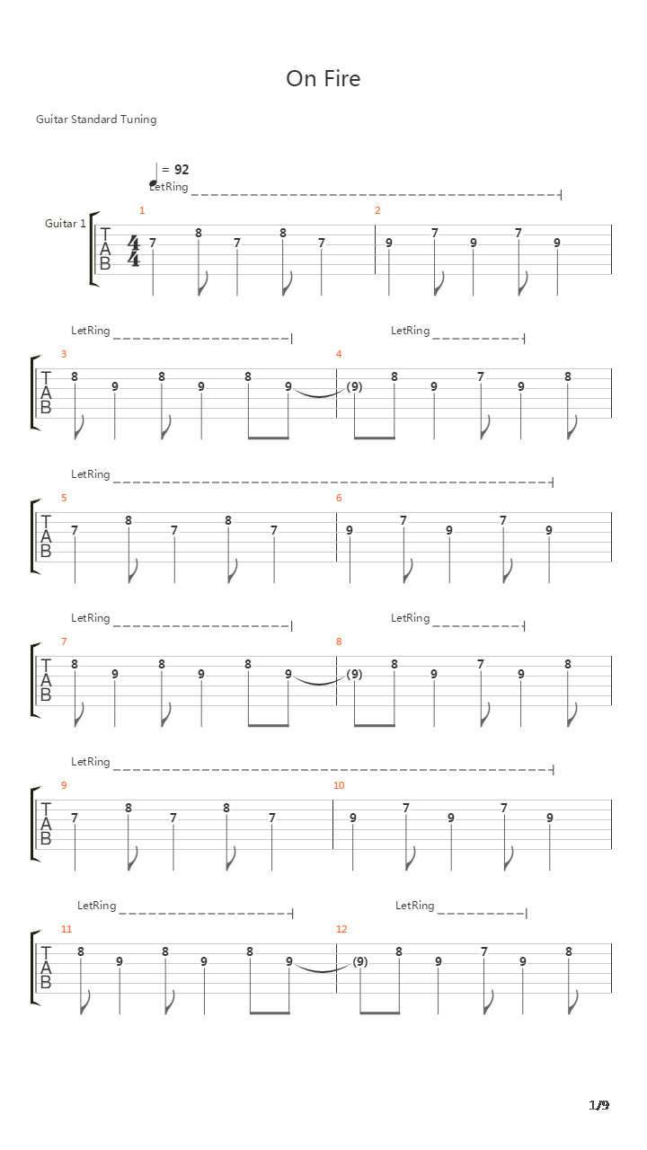 On Fire吉他谱