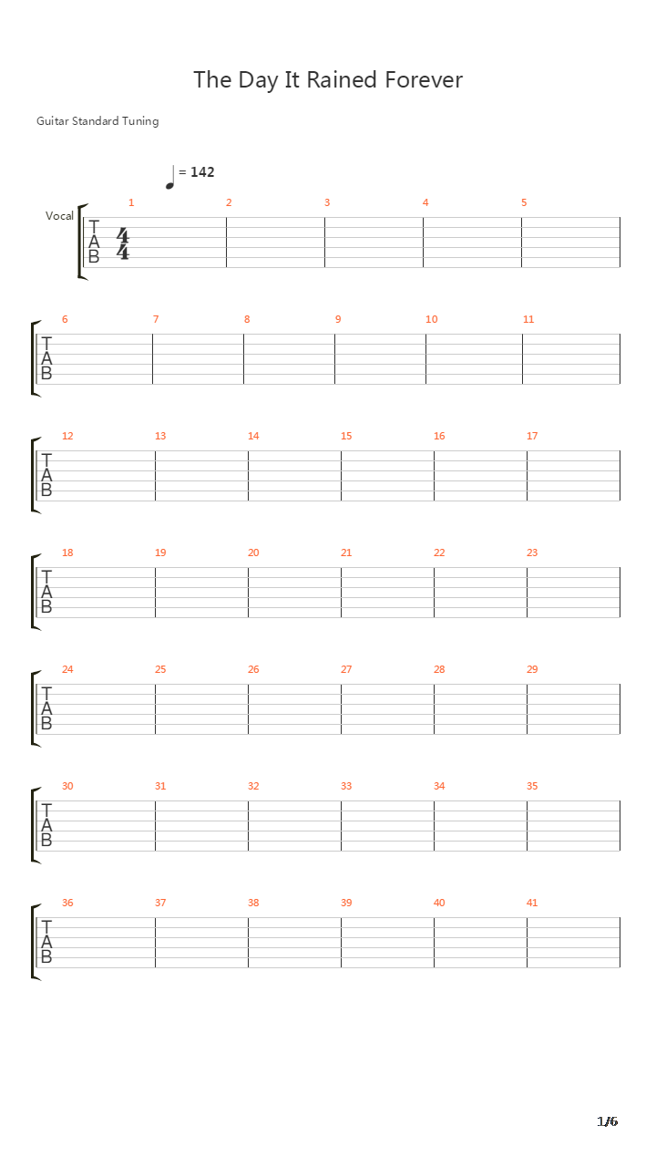 The Day It Rained Forever吉他谱