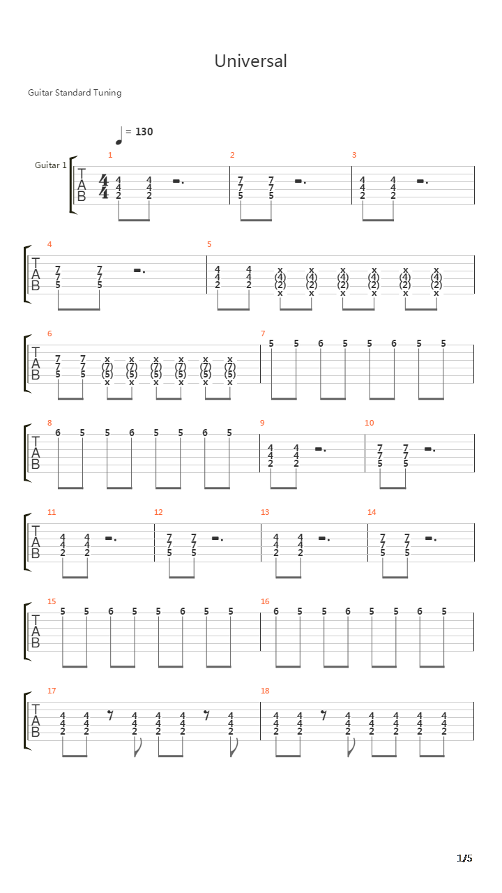 Universal吉他谱