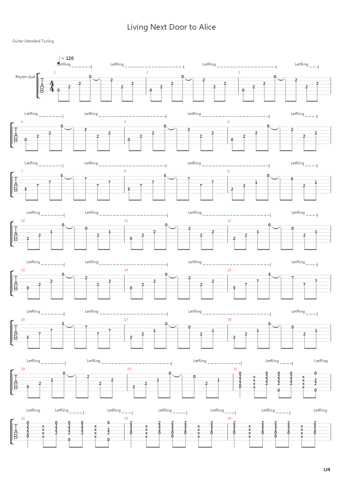 Living Next Door To Alice吉他谱