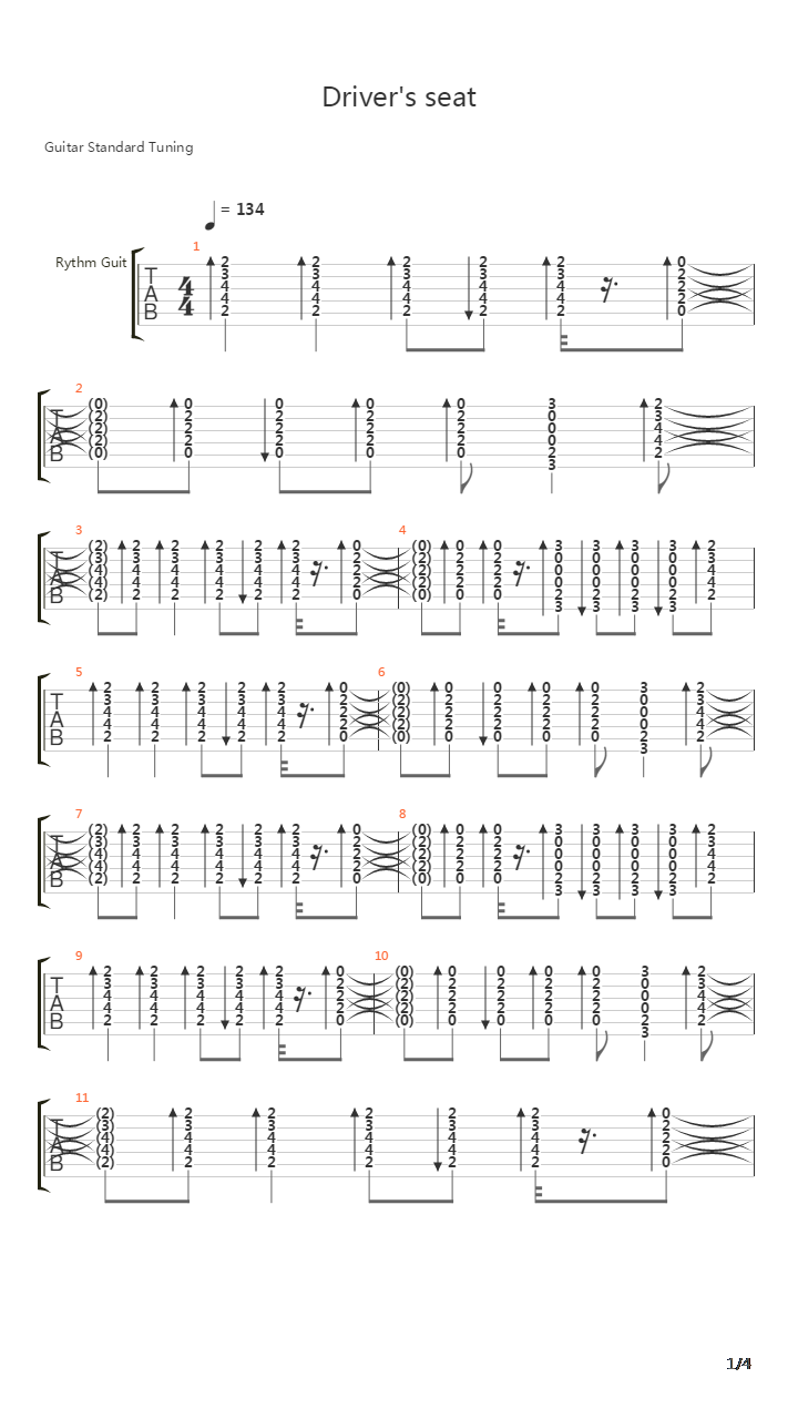 Drivers Seat吉他谱