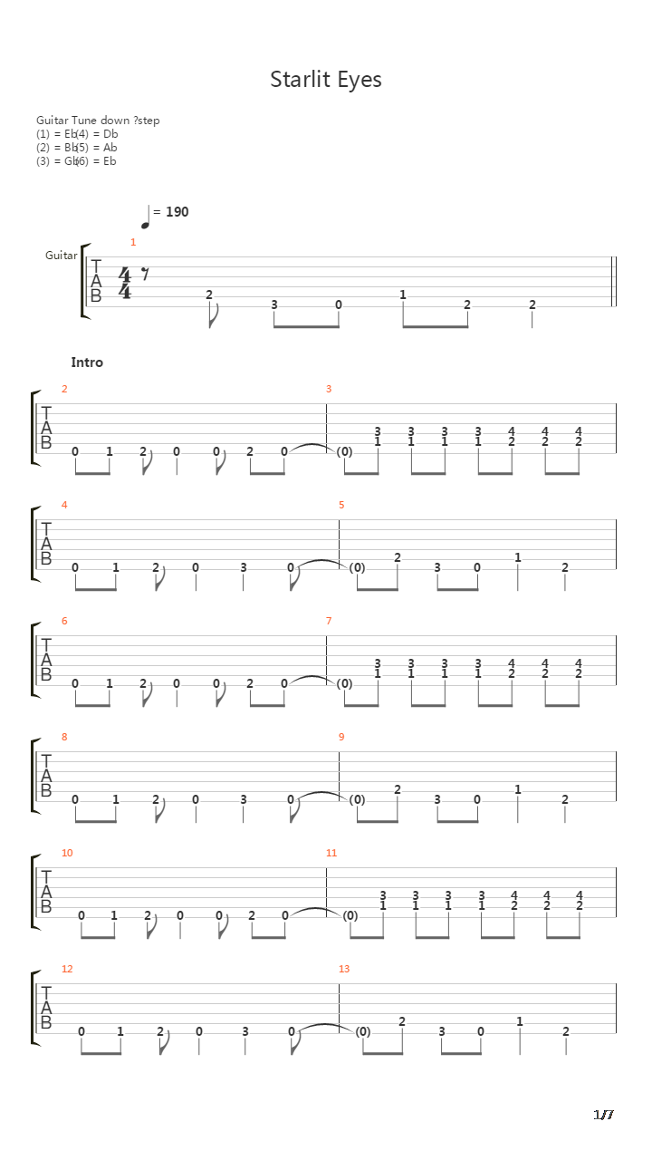Starlit Eyes吉他谱
