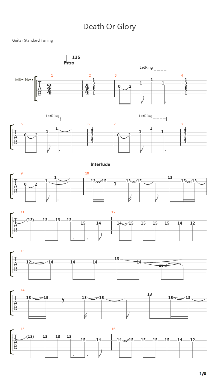 Death Of Glory吉他谱