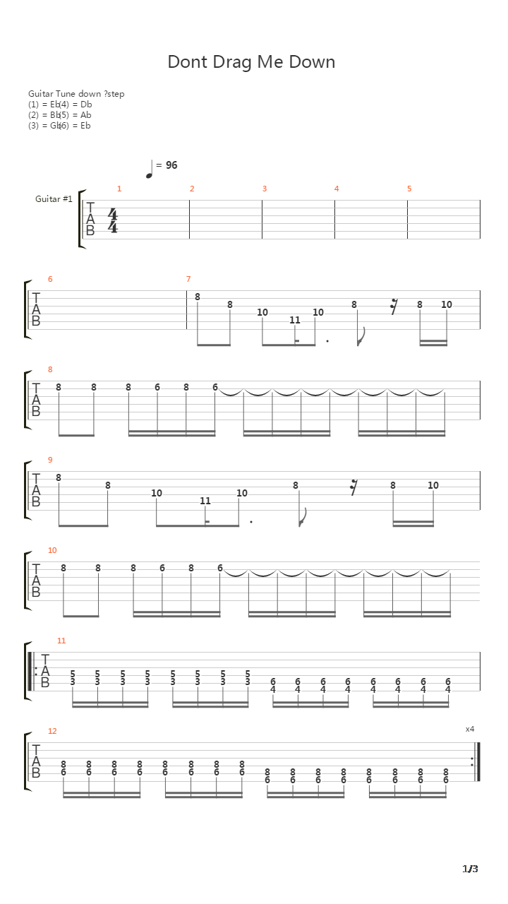 Dont Drag Me Down吉他谱