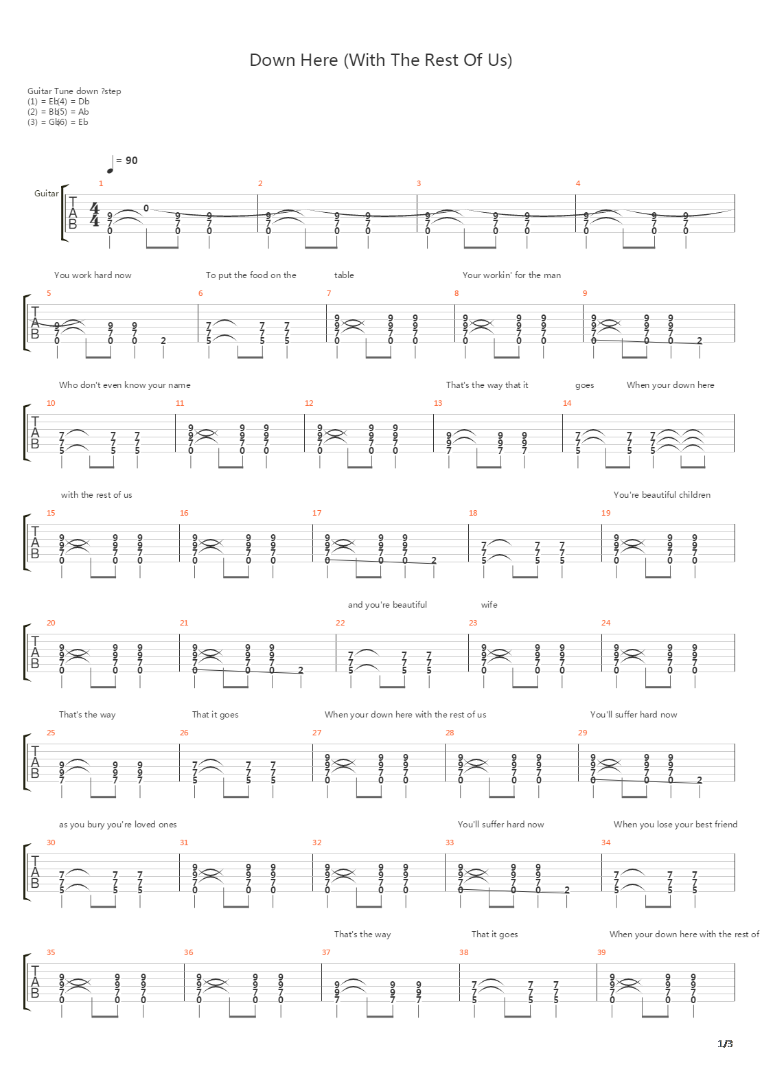 Down Here With The Rest Of Us吉他谱