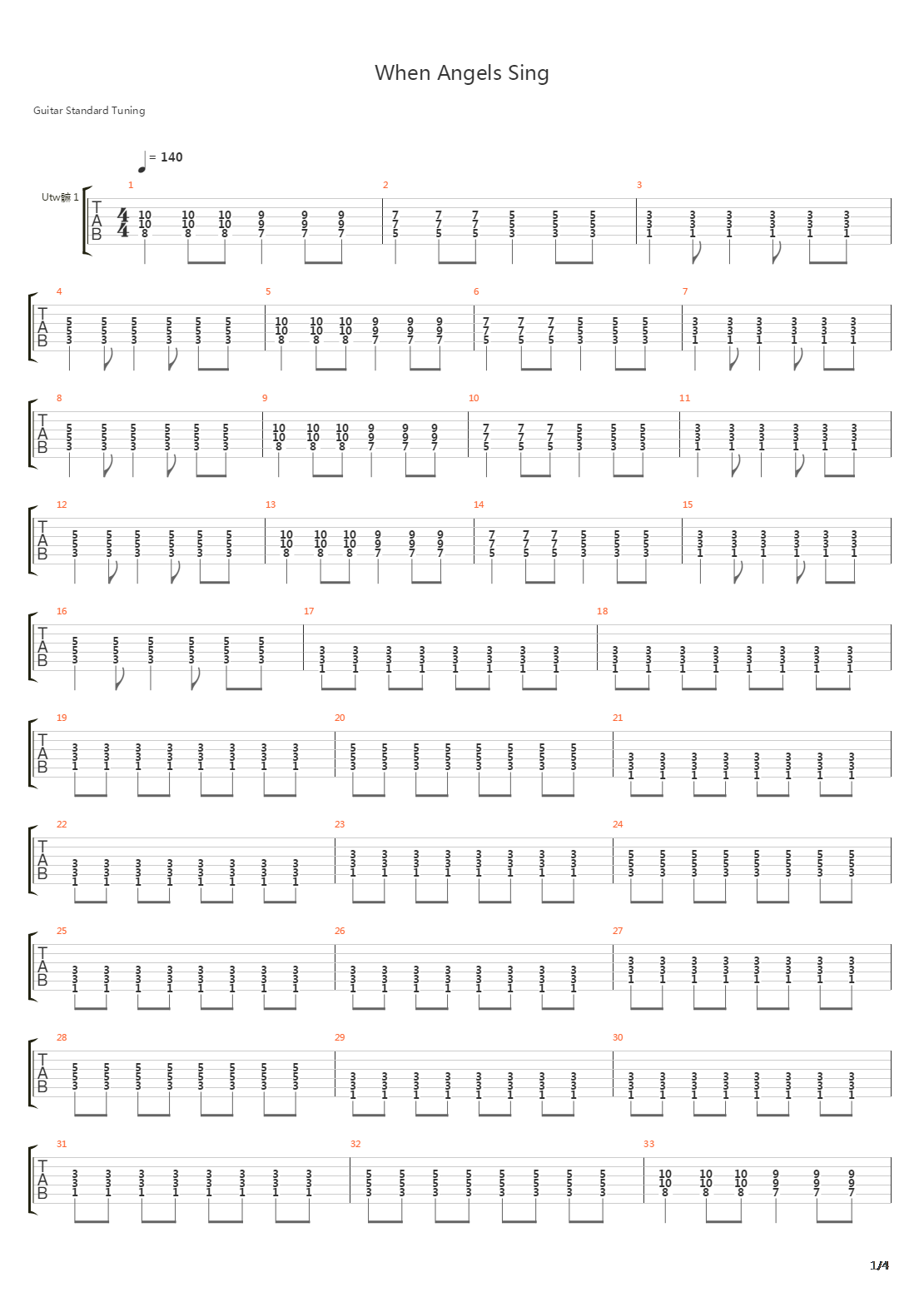 When Angels Sing吉他谱