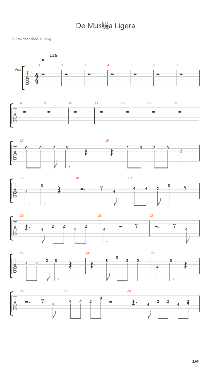 De Msica Ligera吉他谱