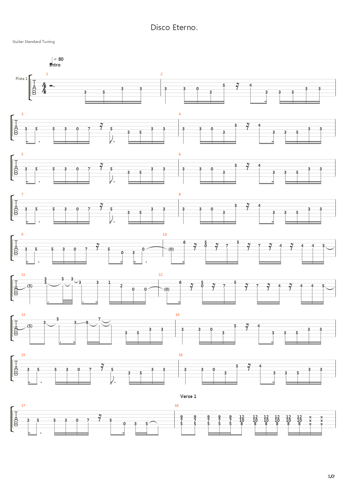 Disco Eterno吉他谱