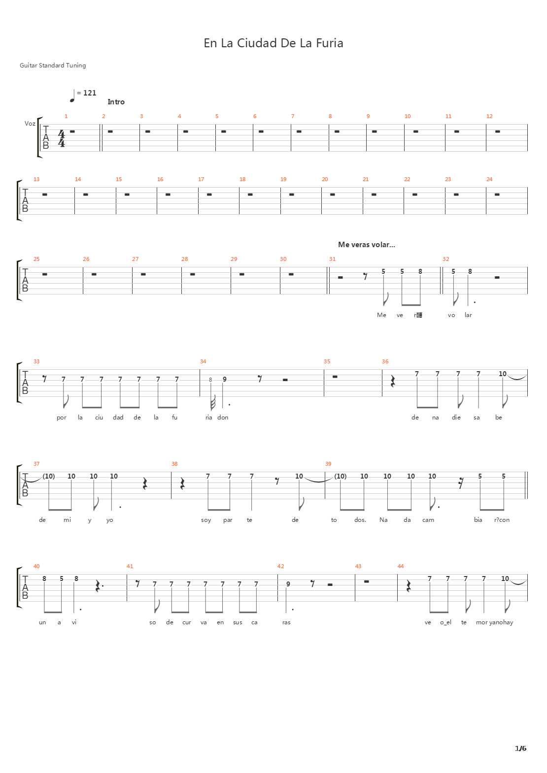 En La Ciudad De La Furia吉他谱