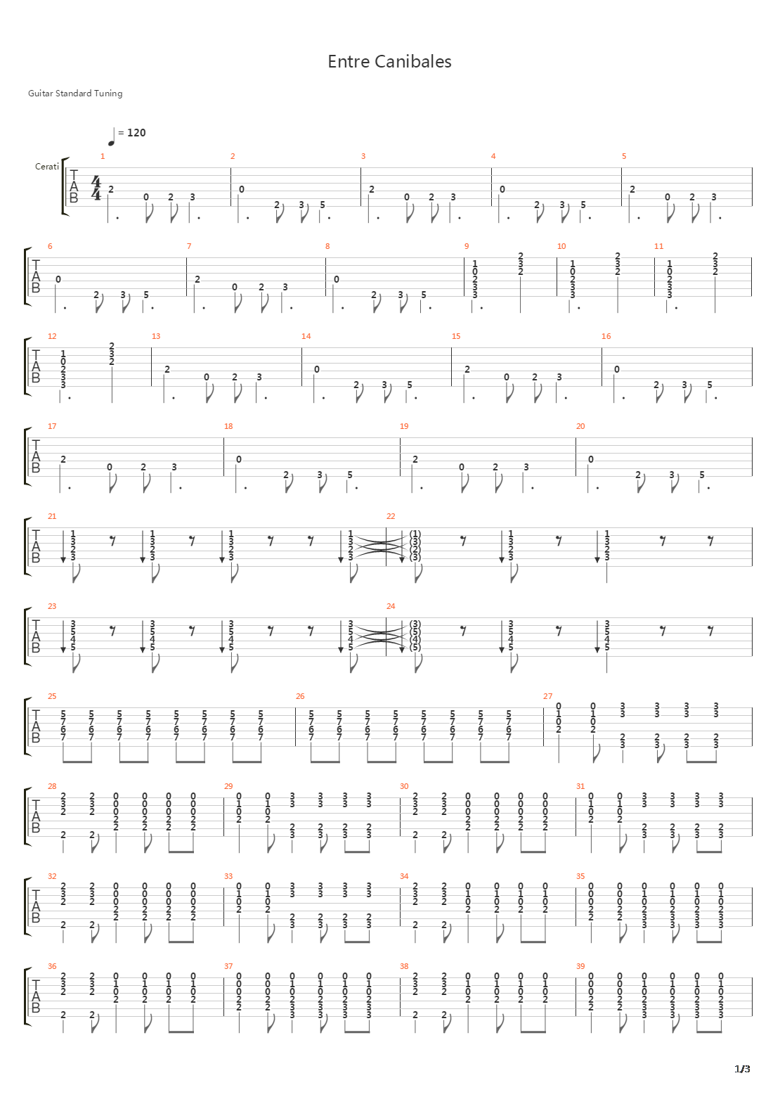 Entre Canibales吉他谱
