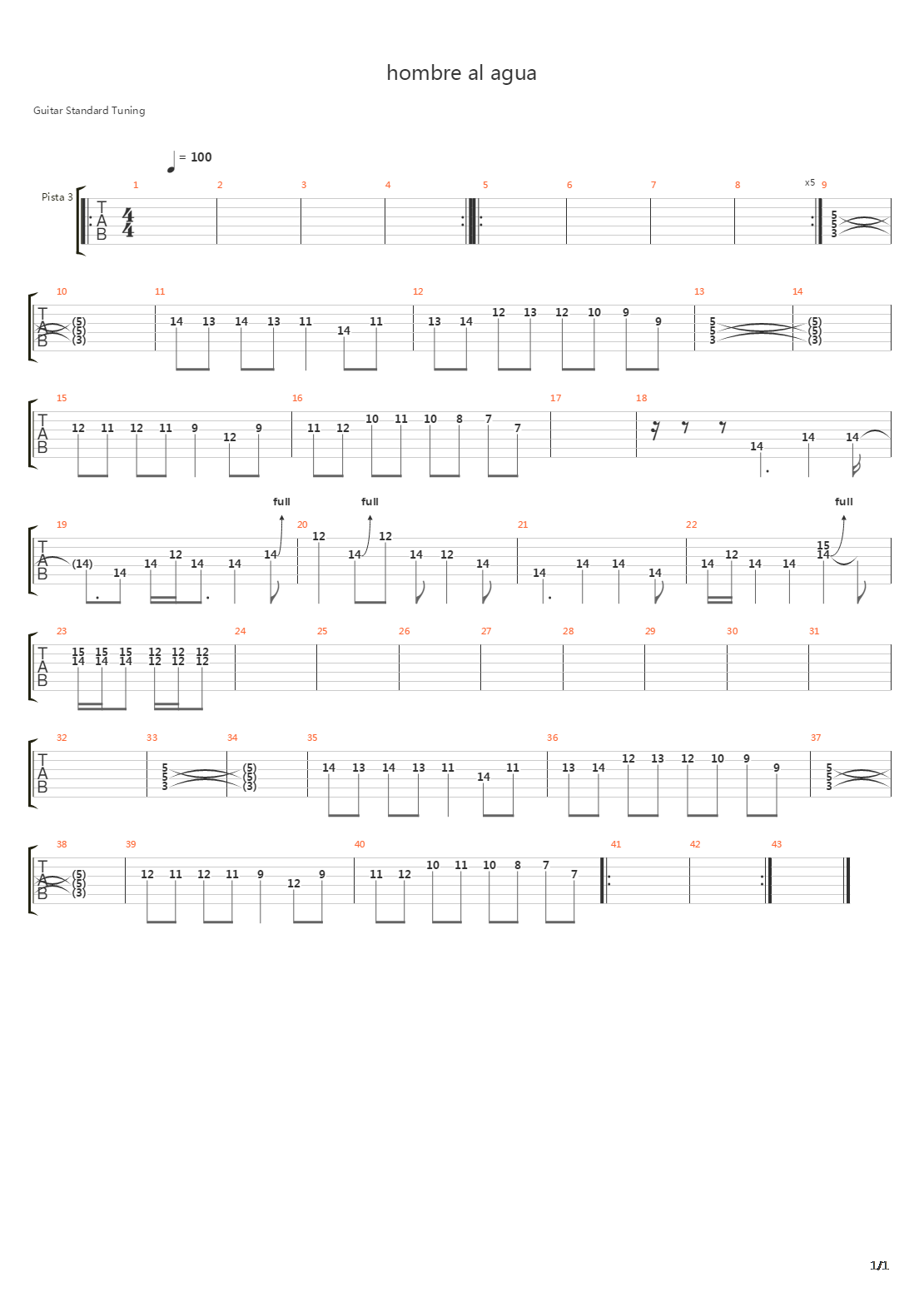 Hombre Al Agua吉他谱