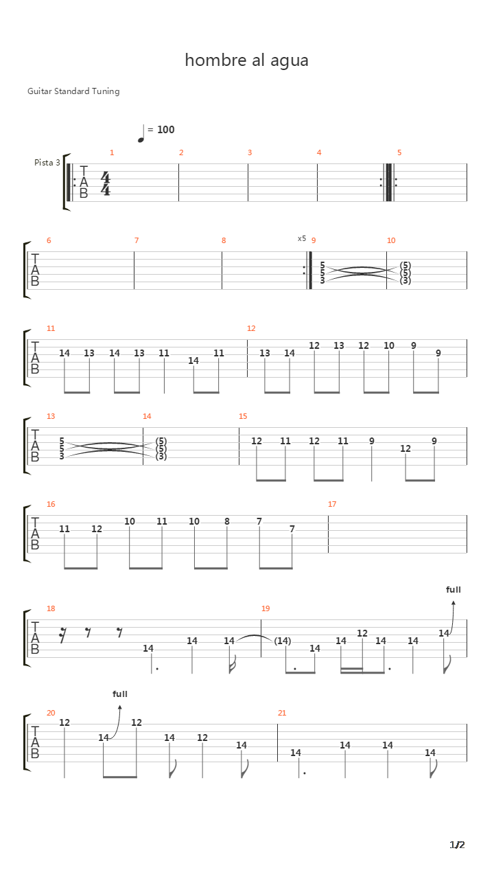Hombre Al Agua吉他谱