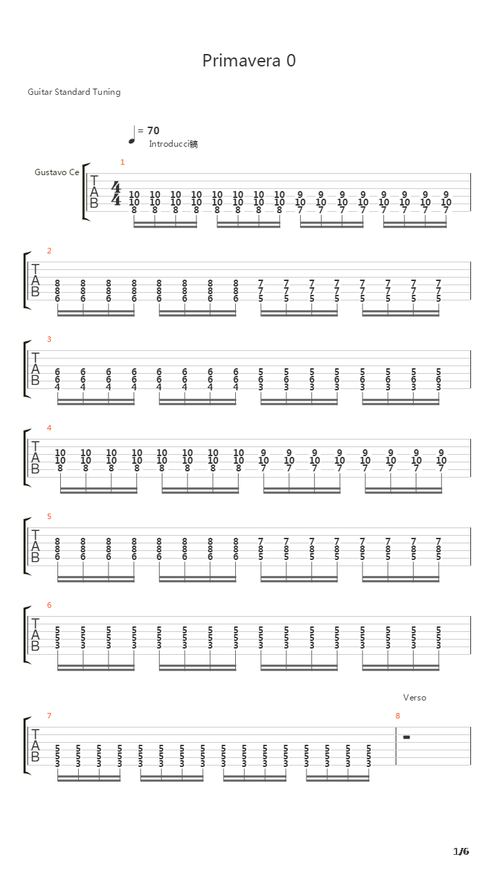 Primavera 0吉他谱