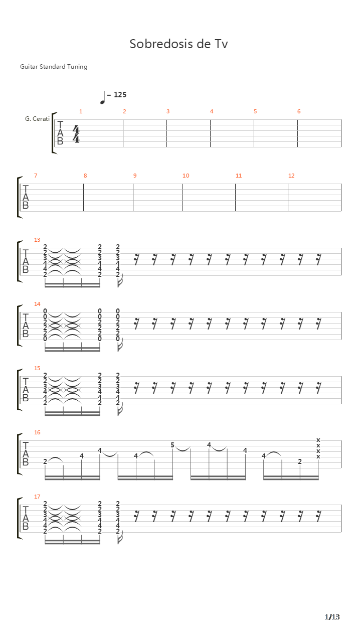Sobredosis De Tv吉他谱