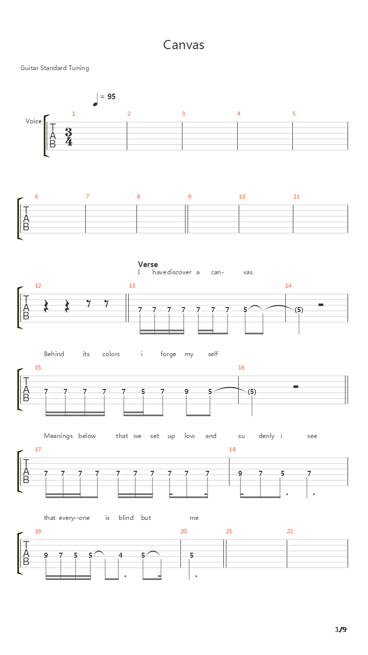 Canvas吉他谱