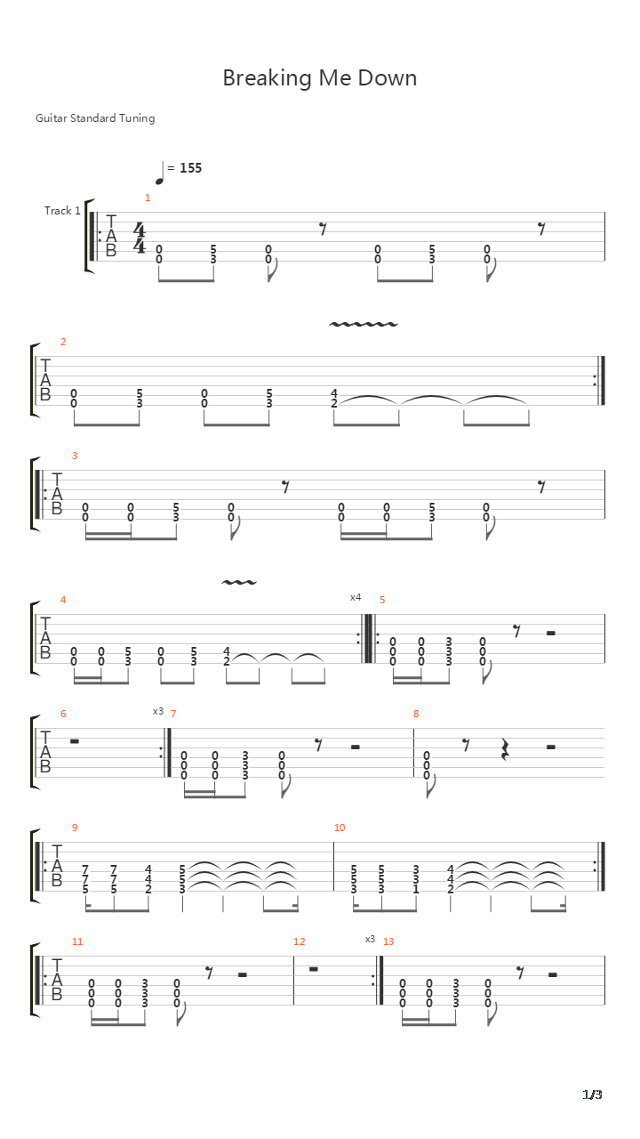 Breaking Me Down吉他谱