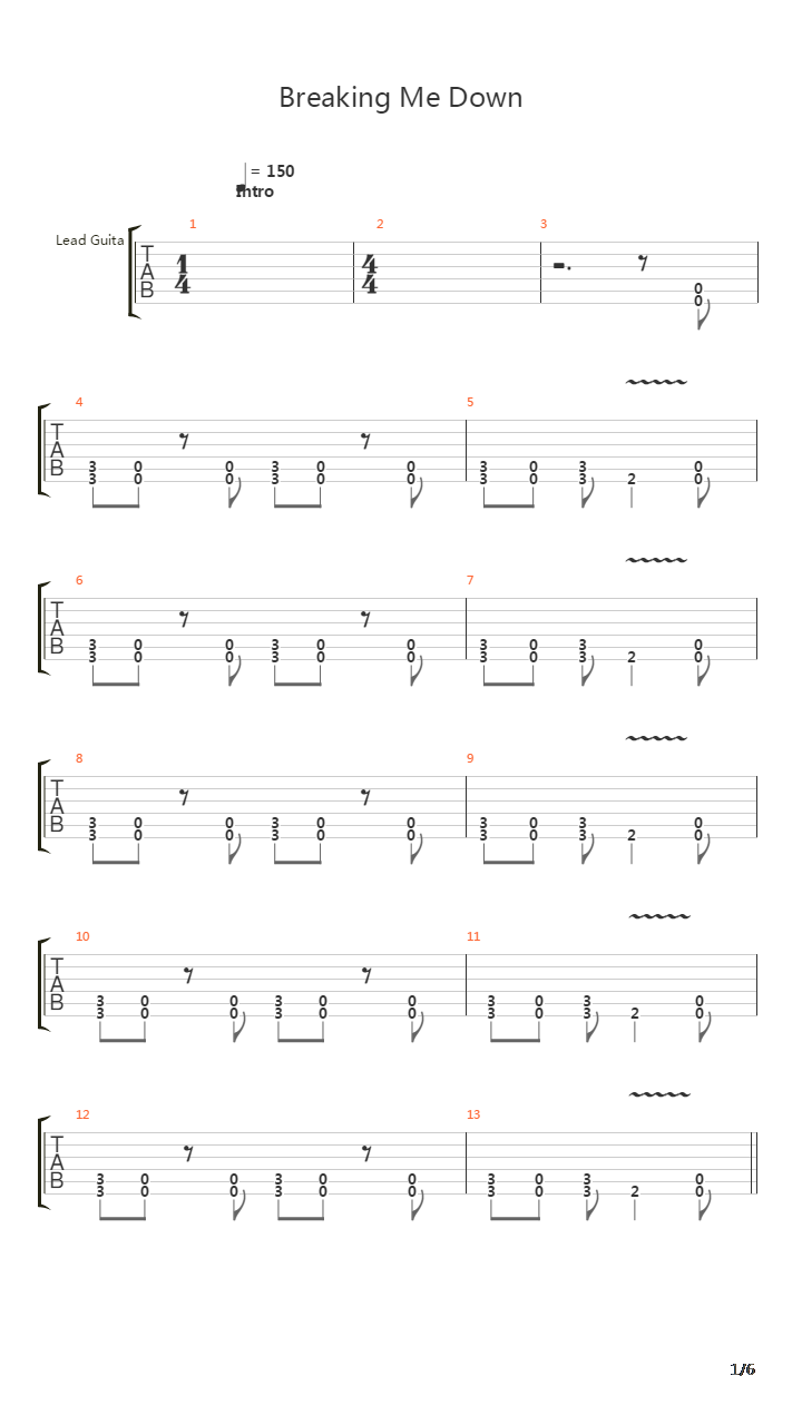 Breaking Me Down吉他谱
