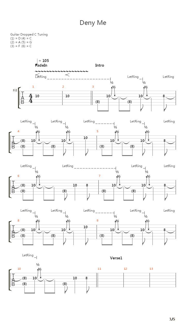 Deny Me吉他谱