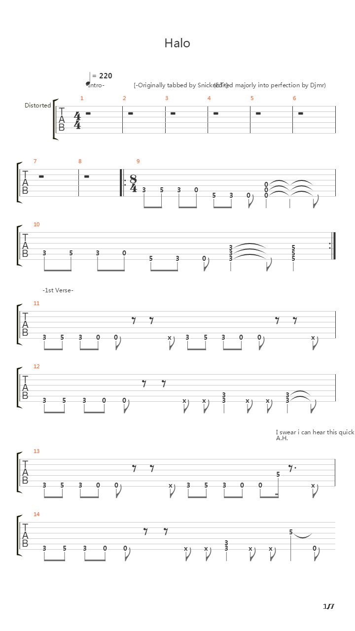 Halo吉他谱