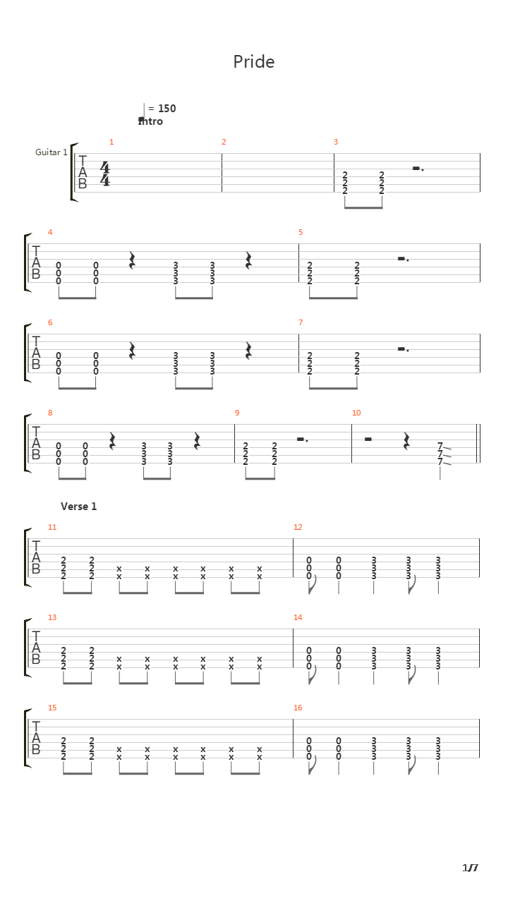 Pride吉他谱