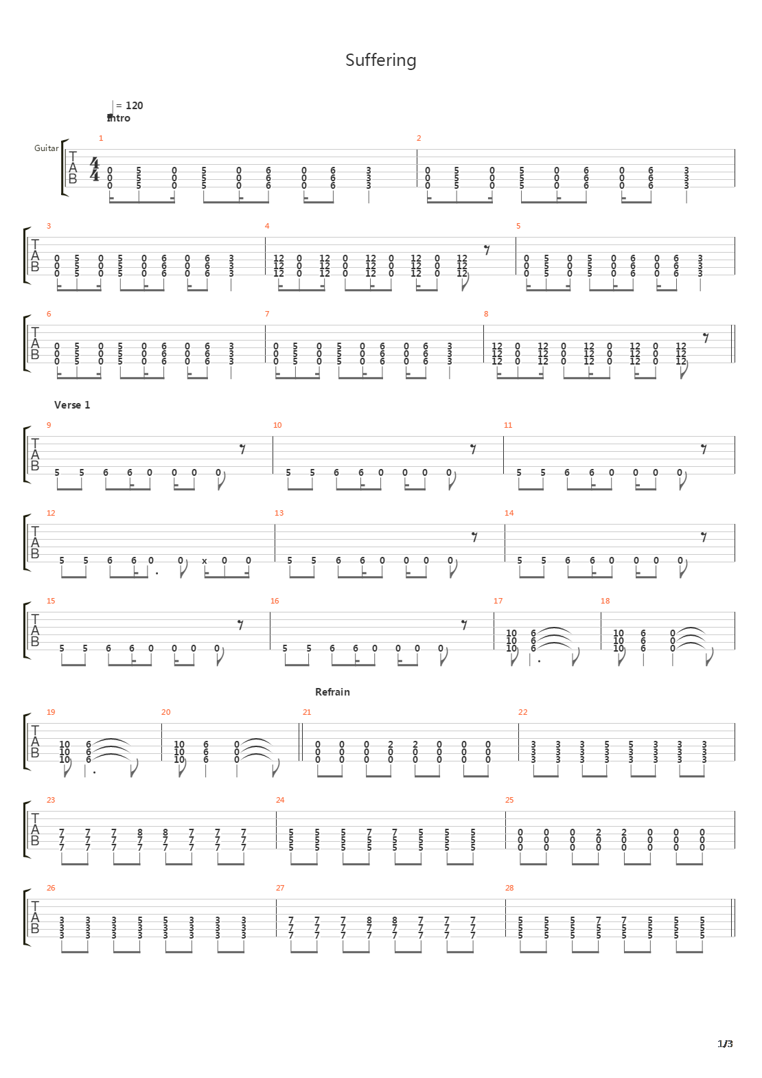 Suffering吉他谱