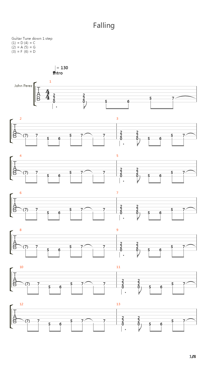 Falling吉他谱