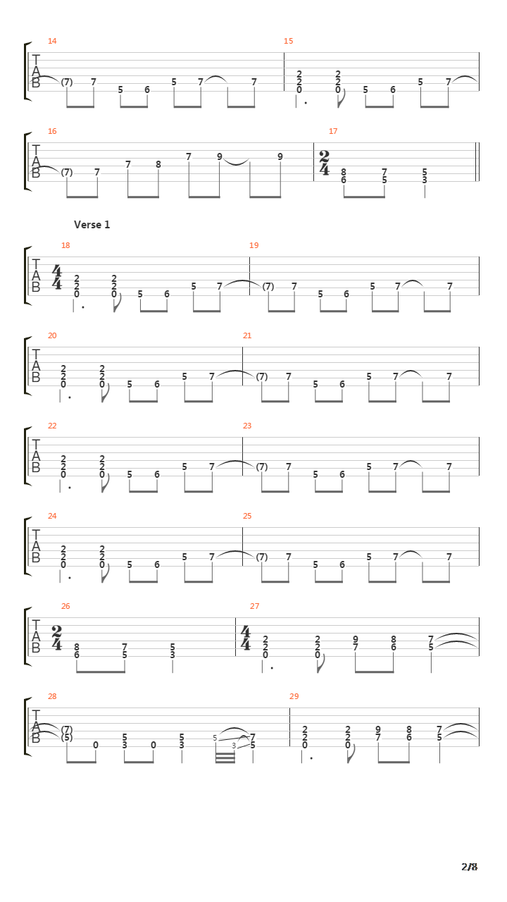 Falling吉他谱