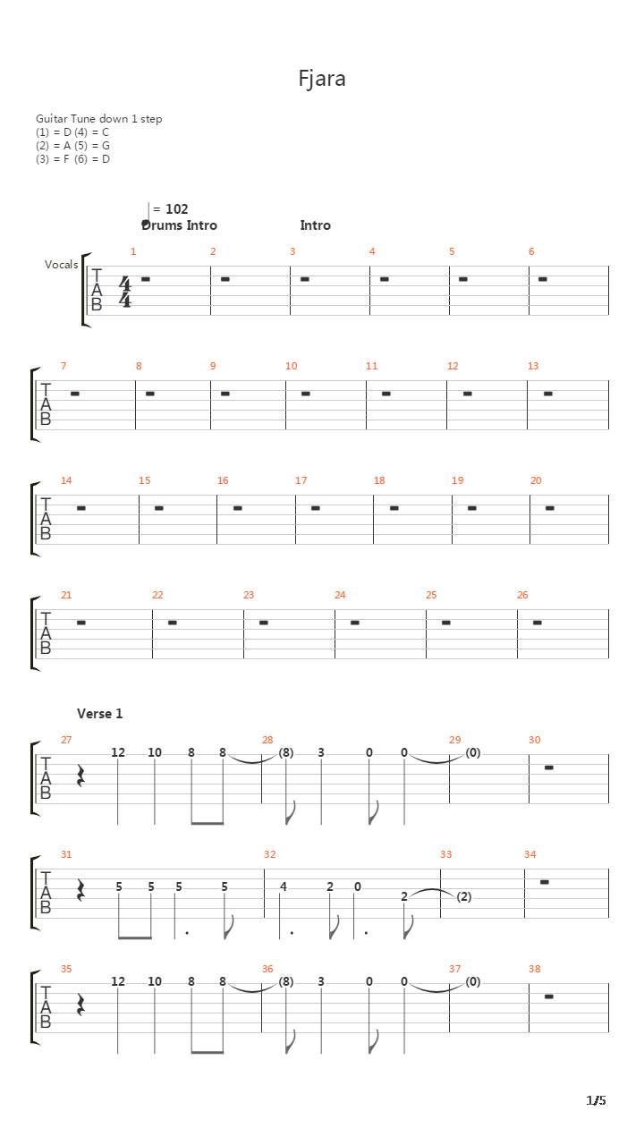 Fjara吉他谱